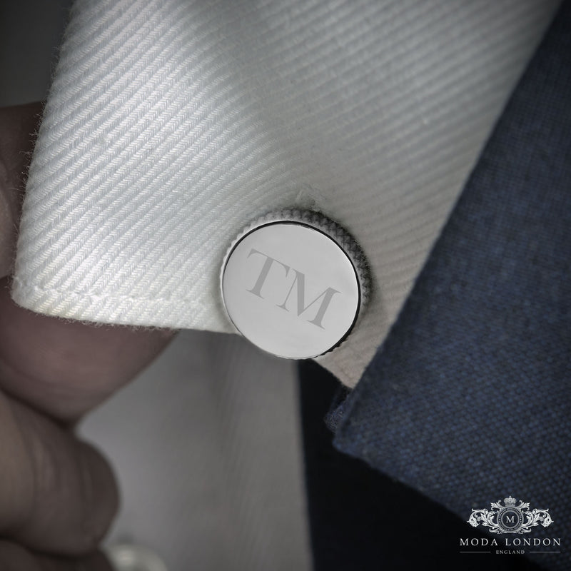 Elegant Silver Cufflinks for Ushers - Custom-Engraved, Distinctive Wedding Accessory