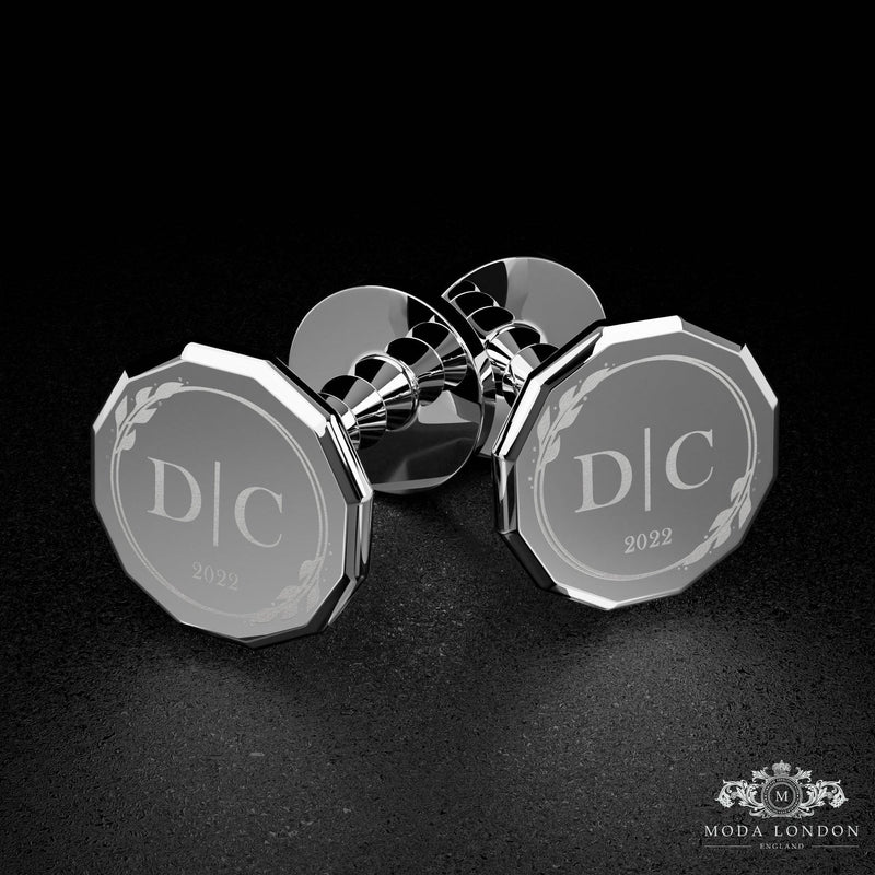 Silver Father of the Bride & Groom Cufflinks - Personalised, Memorable Wedding Accessory - Moda London